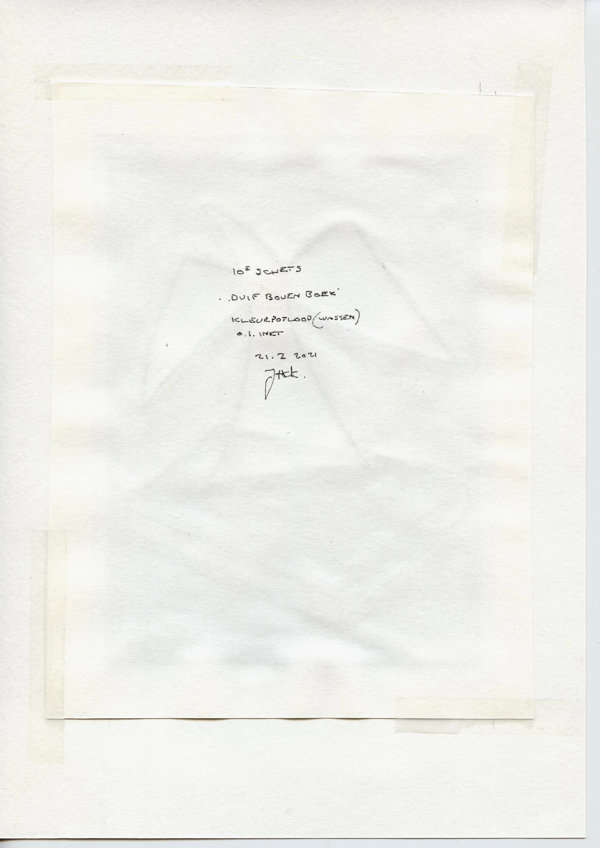 Duif boven boek - 10e schets (Backside)