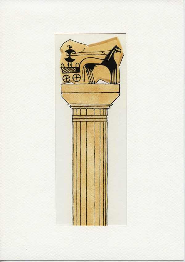 'Zuil met geometrische vaaskrijger'